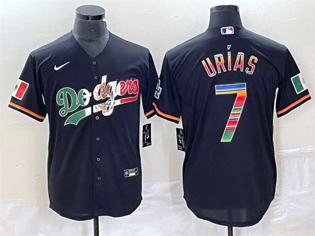 Men's Los Angeles Dodgers #7 Julio Urías Black Mexico Cool Base Stitched Jersey Men's Los Angeles Dodgers #7 Julio Urías Black Mexico Cool Base Stitched Jersey